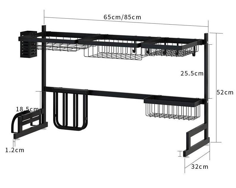 stainless steel 201 black dish drying rack over the sink dish drainer rack