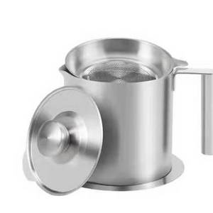 Large capacity stainless steel grease filter strainer cup and container oil storage pot with dust-proof lid