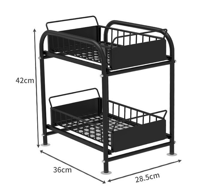 Modern Metal 2 Tier Retractable Spice Rack Large Capacity Kitchen Storage Shelf Organizer for Cabinet and Pantry