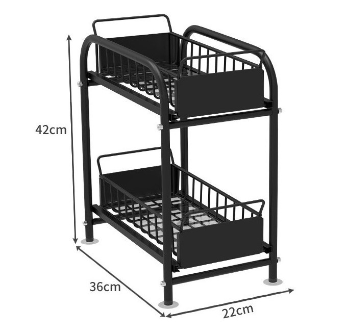 Modern Metal 2 Tier Retractable Spice Rack Large Capacity Kitchen Storage Shelf Organizer for Cabinet and Pantry