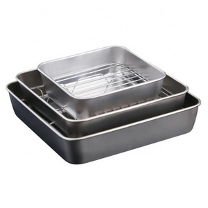 Stainless Steel Nonstick Baking Roasting Tray Square Cake Pan Deep Baking Sheet for Oven