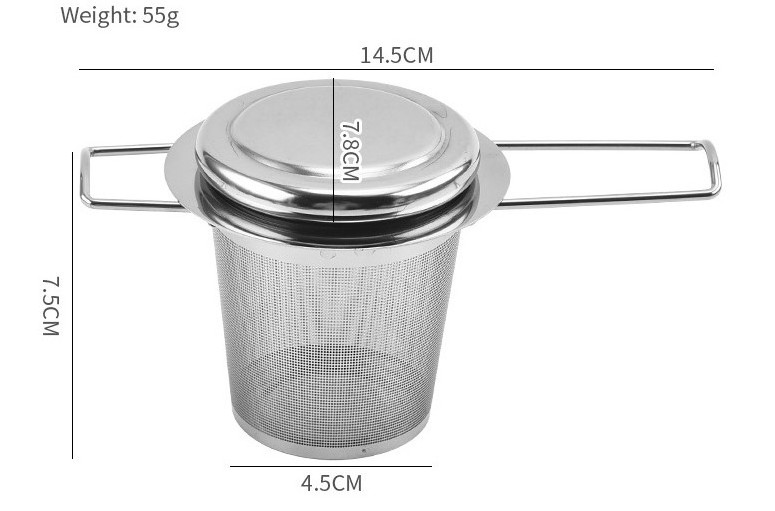 Stainless Steel Fine Mesh Tea Infuser With Folding Handle and Lid