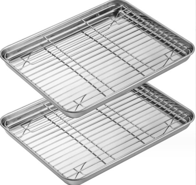 Stainless Steel Baking Cookie Tray and Cooling Rack