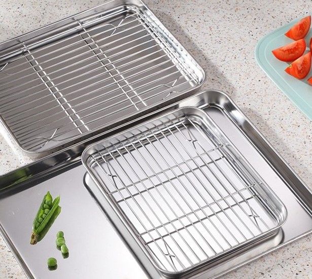 Stainless Steel Baking Cookie Tray and Cooling Rack