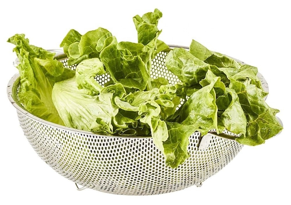 Stainless Steel Mesh Perforated Colander with 2 Ears Kitchen Fruit Vegetable Colander Basket