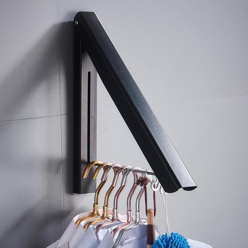 Hot Selling Aluminum alloy Foldable Clothes Rack Wall Mounted Folding Triangle Hanger Retractable Hanging Clothes Airer