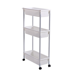 3 Tier Bathroom Cart Organizer Slide Out Storage Mobile Shelving Unit Organizer with Casters Wheels for Bathroom Kitchen Laundry