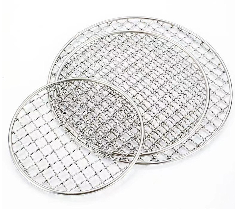 round Stainless Steel BBQ Grill Grate with Cross Wire Meshes Accessory for Steaming Cooling & Cooking for Barbecue Grilling