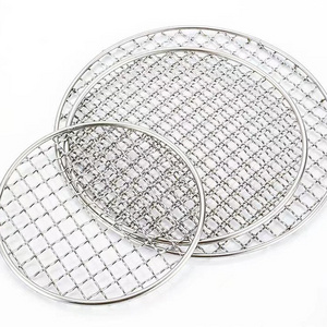 round Stainless Steel BBQ Grill Grate with Cross Wire Meshes Accessory for Steaming Cooling & Cooking for Barbecue Grilling