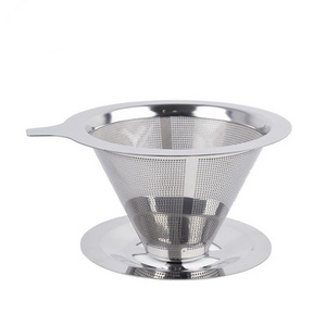 Stainless Steel Cone Pour Over Coffee Dripper Coffee Maker Double Mesh Paperless Reusable Coffee Filter