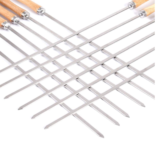 Stainless Steel BBQ Skewers Set,Flat Barbecue Skewers,Reusable BBQ Stick /Skewers