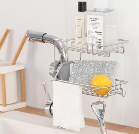 Stainless Steel Kitchen Faucet Rack Sponge Storage Holder