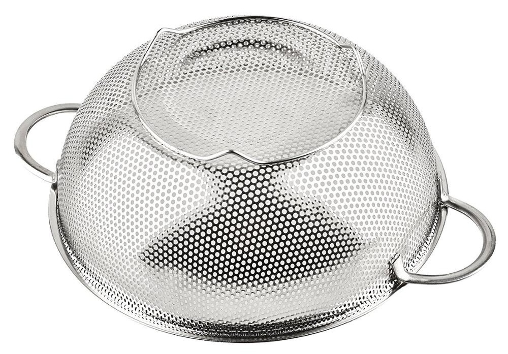 Stainless Steel Mesh Perforated Colander with 2 Ears Kitchen Fruit Vegetable Colander Basket