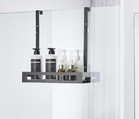 Stainless Steel No Drilling Black Bathroom Storage Over the Door Hanging Shower Caddy