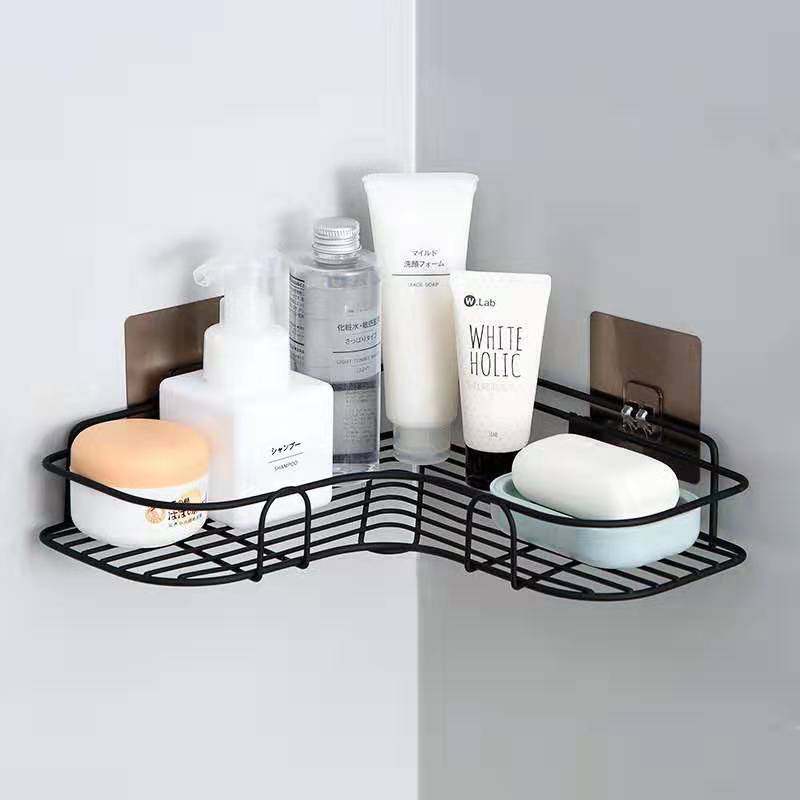 Metal Wall Mounted Bathroom Organizer Corner Rack Adhesive Shower Corner Caddy