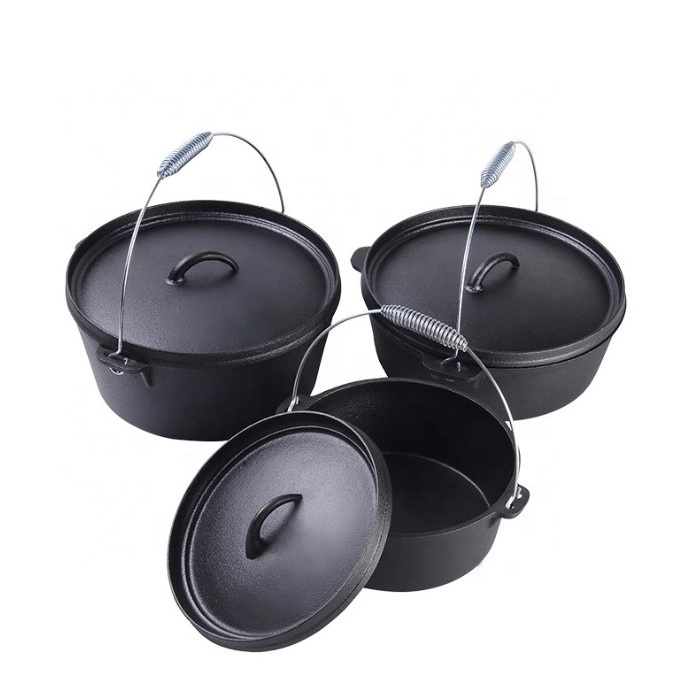 Outdoor Equipment  Hiking Camping Campfire Cookware Pot Cast Iron Dutch Oven