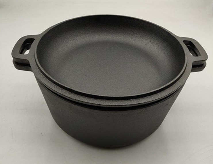 Non Stick Cookware Outdoor Campfire Cooking Soup Pot Cast Iron Dutch Oven with Pan Lid