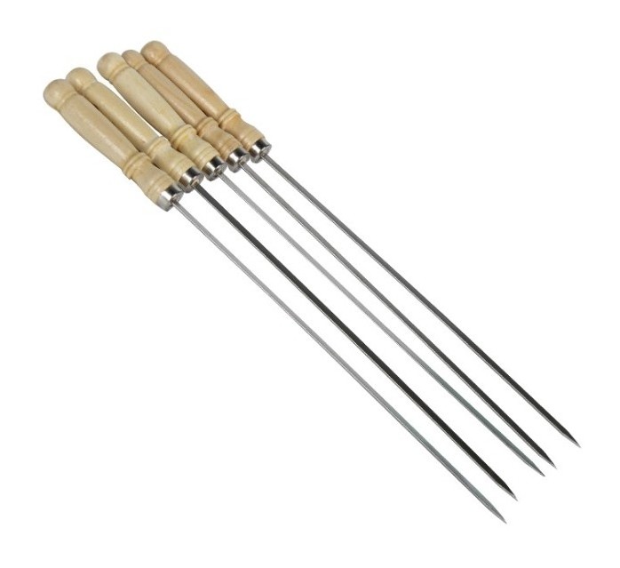 Skewers with wooden handle for barbecue camping cooker campfire barbecue