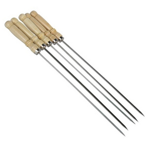 Skewers with wooden handle for barbecue camping cooker campfire barbecue