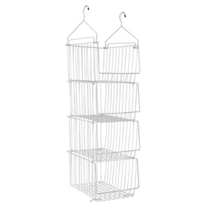 Metal Wire Housewares Closet Hanging Shelves Organizer Basket with hook