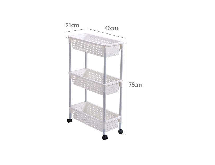 3 Tier Bathroom Cart Organizer Slide Out Storage Mobile Shelving Unit Organizer with Casters Wheels for Bathroom Kitchen Laundry