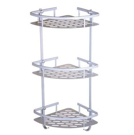 Bathroom Organizer Three Tier Over the corner Storage Basket Hanging Shelf Aluminum Shower Caddy