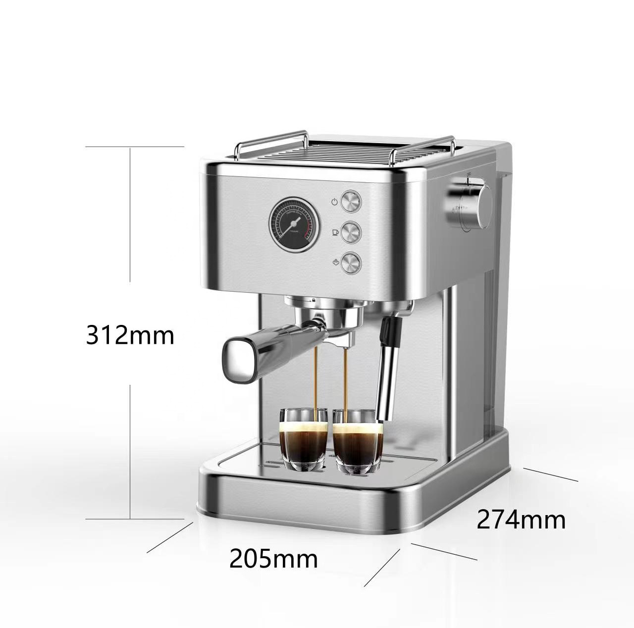 2023 popular boiler system full stainless steel espresso coffee maker with die-casting top cover