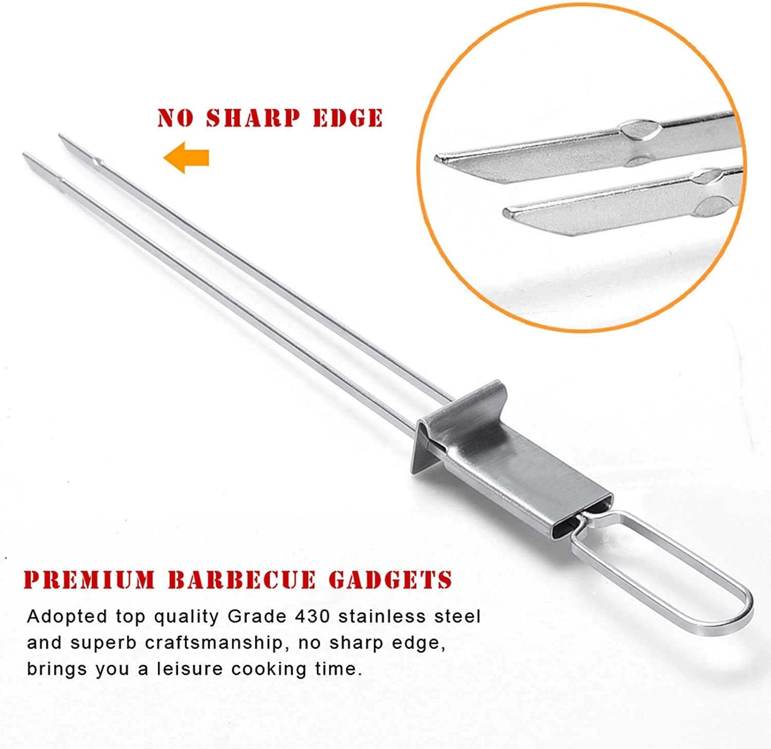 Professional Stainless Steel Grilling Skewers with Slider