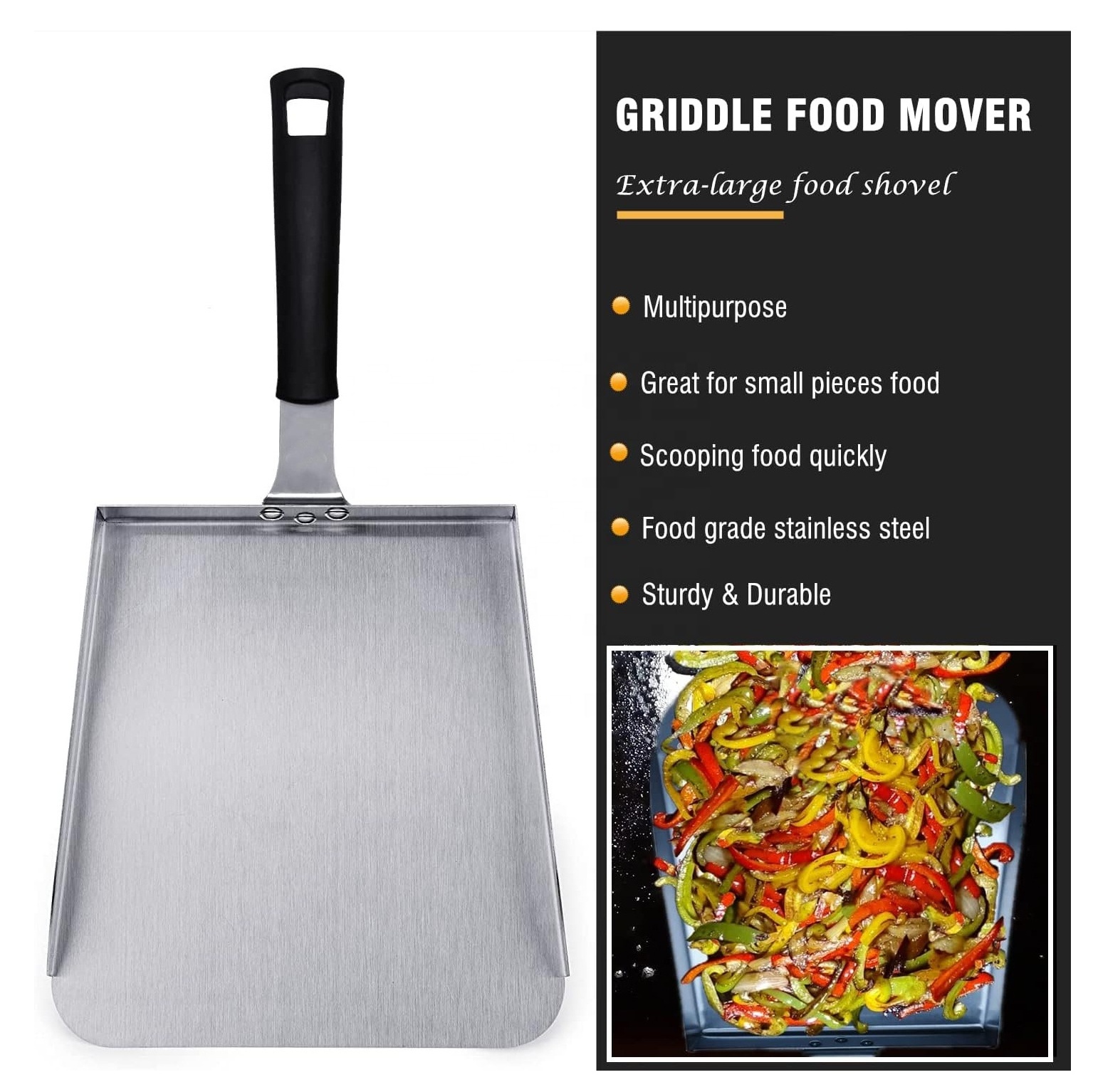 Flat Top Grill Large Stainless Steel Griddle Spatula for Moving Food