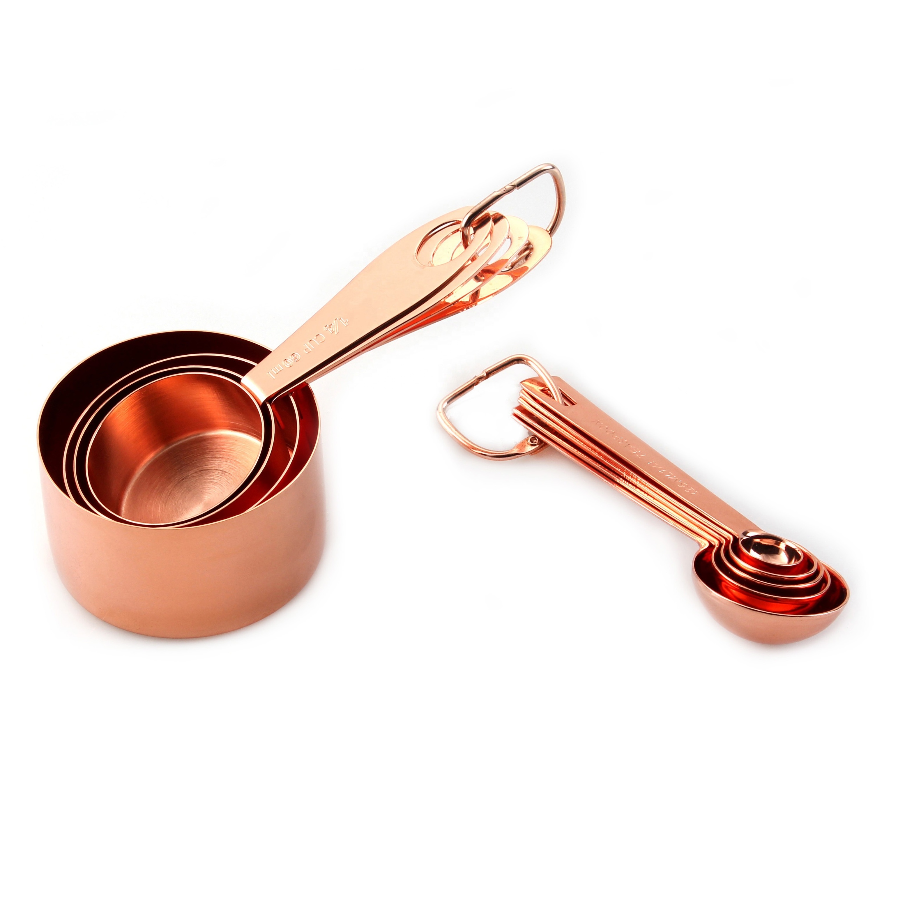 Top Quality Copper Plated Rose Gold Measuring Cups and Spoons Set of 9