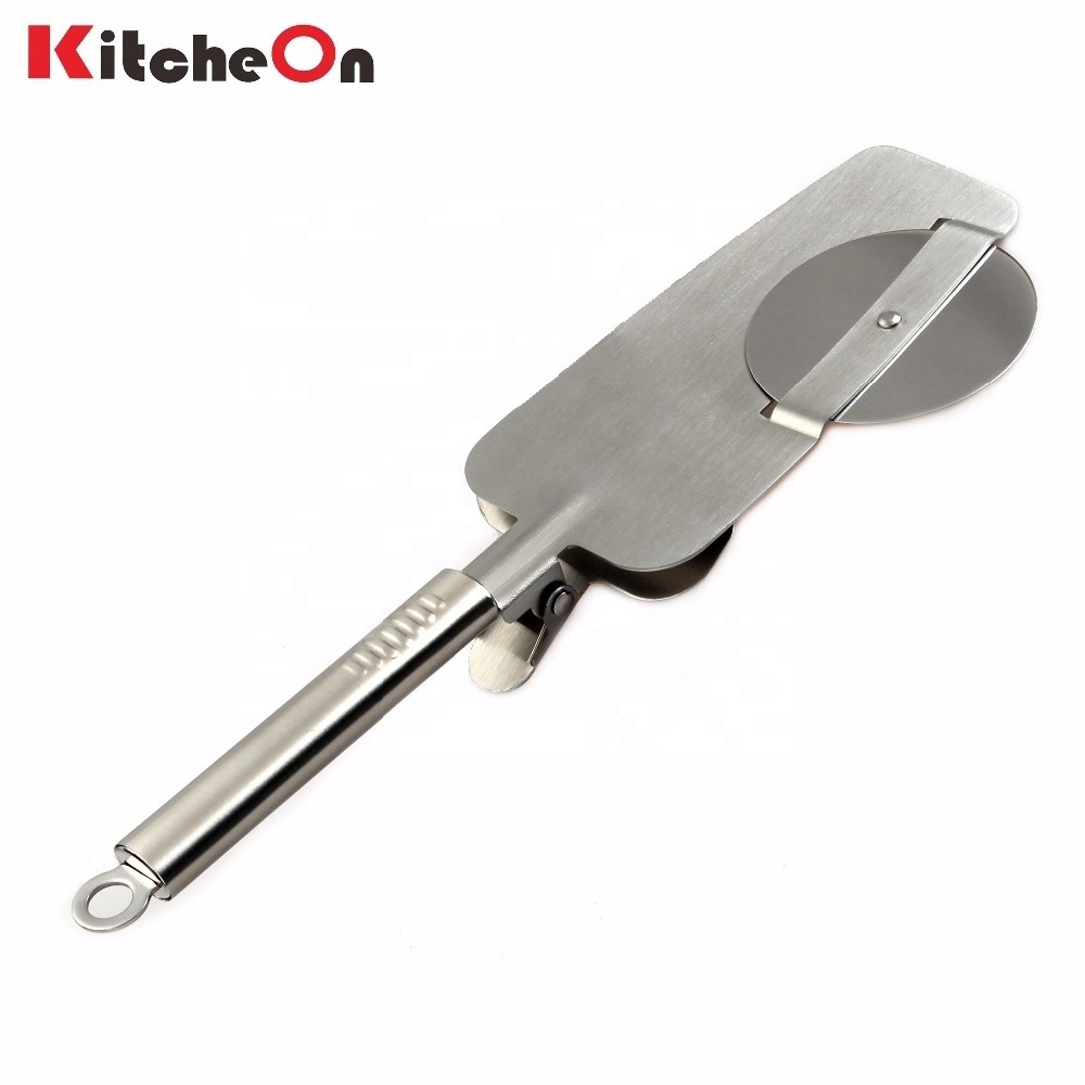 Multifunctional Stainless Steel Pizza Cutter Cake Server Shovel with Clip