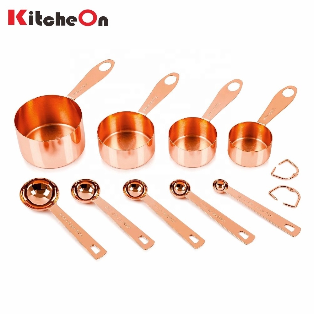 Hot Sale 9 Piece Stainless Steel Copper Measuring Cups and Spoons Set