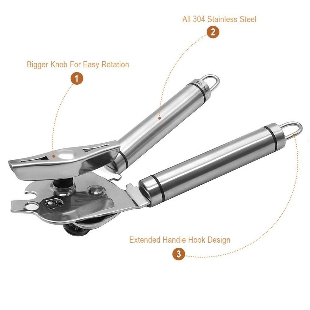 Professional 304 Stainless Steel Manual Can Opener with Ergonomically Designed Handle