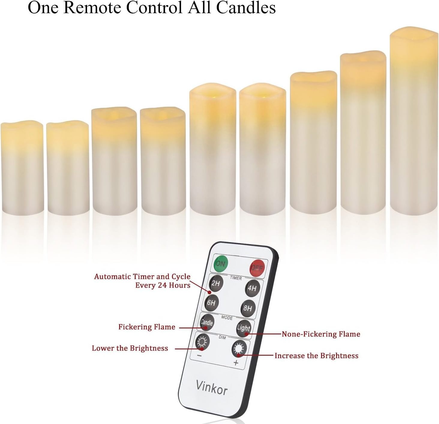 Flickering Flameless Candles with Remote Control  Set of 9 PCS Real Wax Pillar LED Flickering Candles Battery Operated