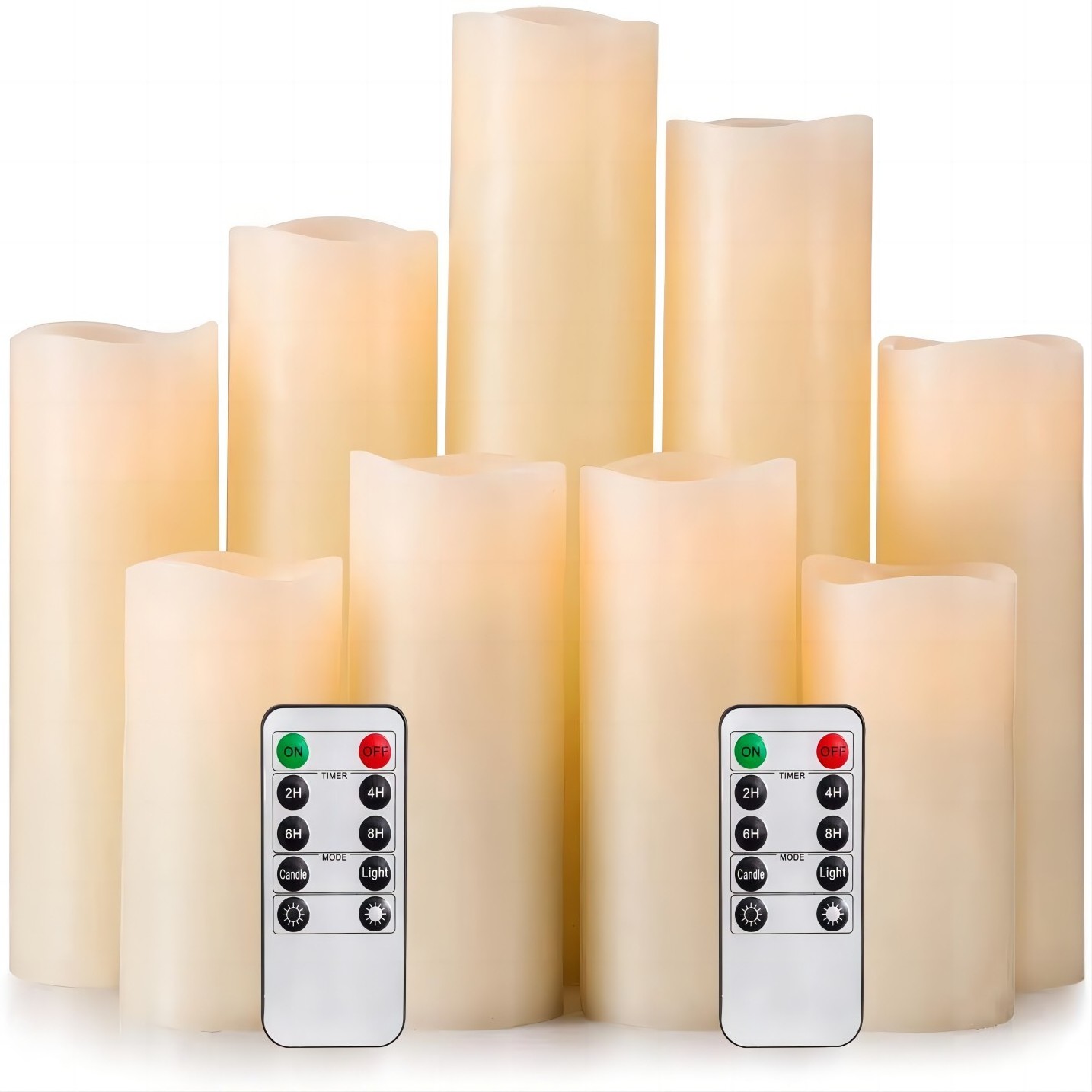 Flickering Flameless Candles with Remote Control  Set of 9 PCS Real Wax Pillar LED Flickering Candles Battery Operated