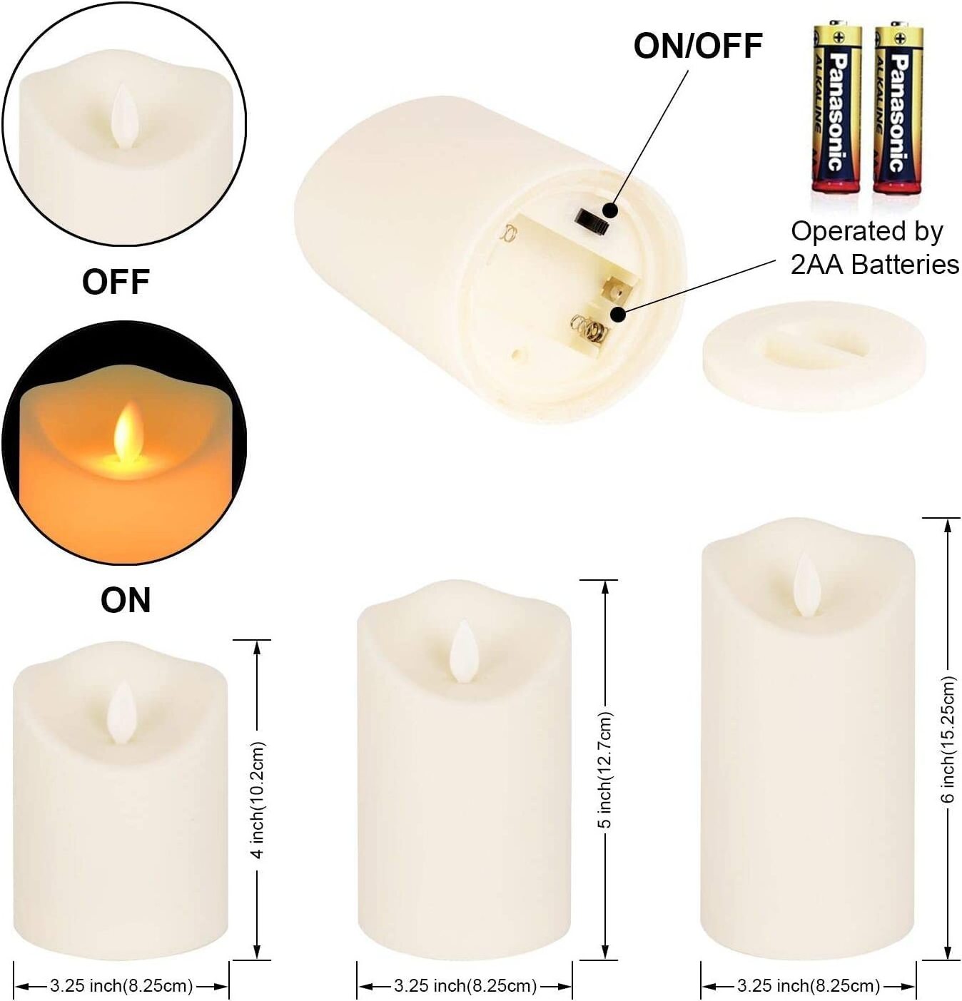 Factory Sale Plastic Waterproof Led flameless pillar candles with moving flame outdoor party wedding decoration