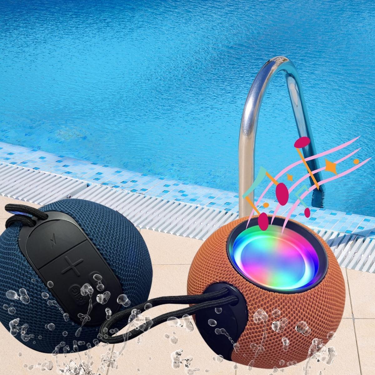 KTS-1432 Swimming pool Beach Fashion Cheap Wireless BT Small Cute Round RGB Light Fabric DJ Waterproof Portable Speaker