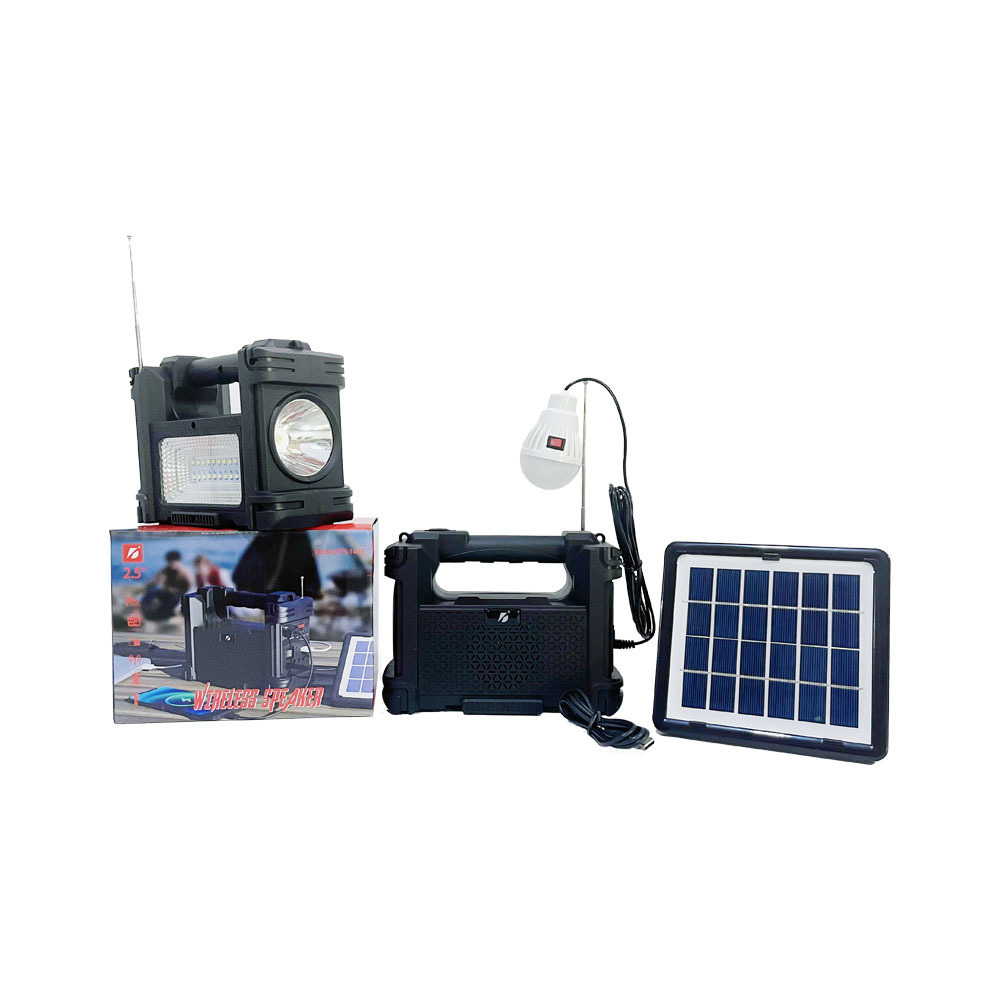 Multi-functional Rechargeable DC Input Bulb Solar Panel Kit Torch Lamp 3600Ah Outdoor Survival Led Speaker with Light