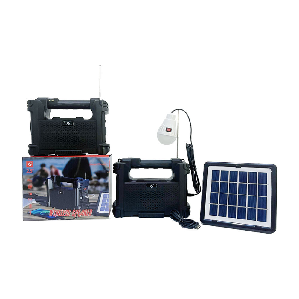 Multi-functional Rechargeable DC Input Bulb Solar Panel Kit Torch Lamp 3600Ah Outdoor Survival Led Speaker with Light