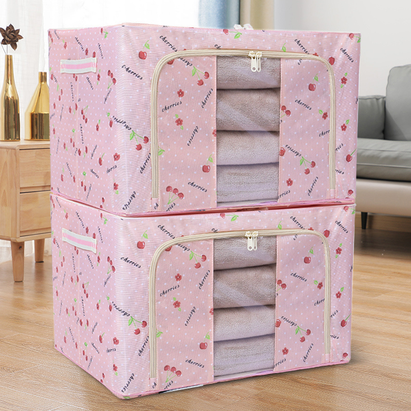 Steel Frame Storage Box Folding Print Oxford Cloth Storage Box 100L Clean Shoe Box Storage