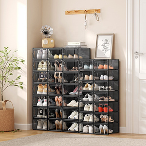 Modern Clear Stackable Shoe Storage Box Foldable Racks Cabinet Plastic Sneaker Box For Shoes Transparent  Display Shoe Case