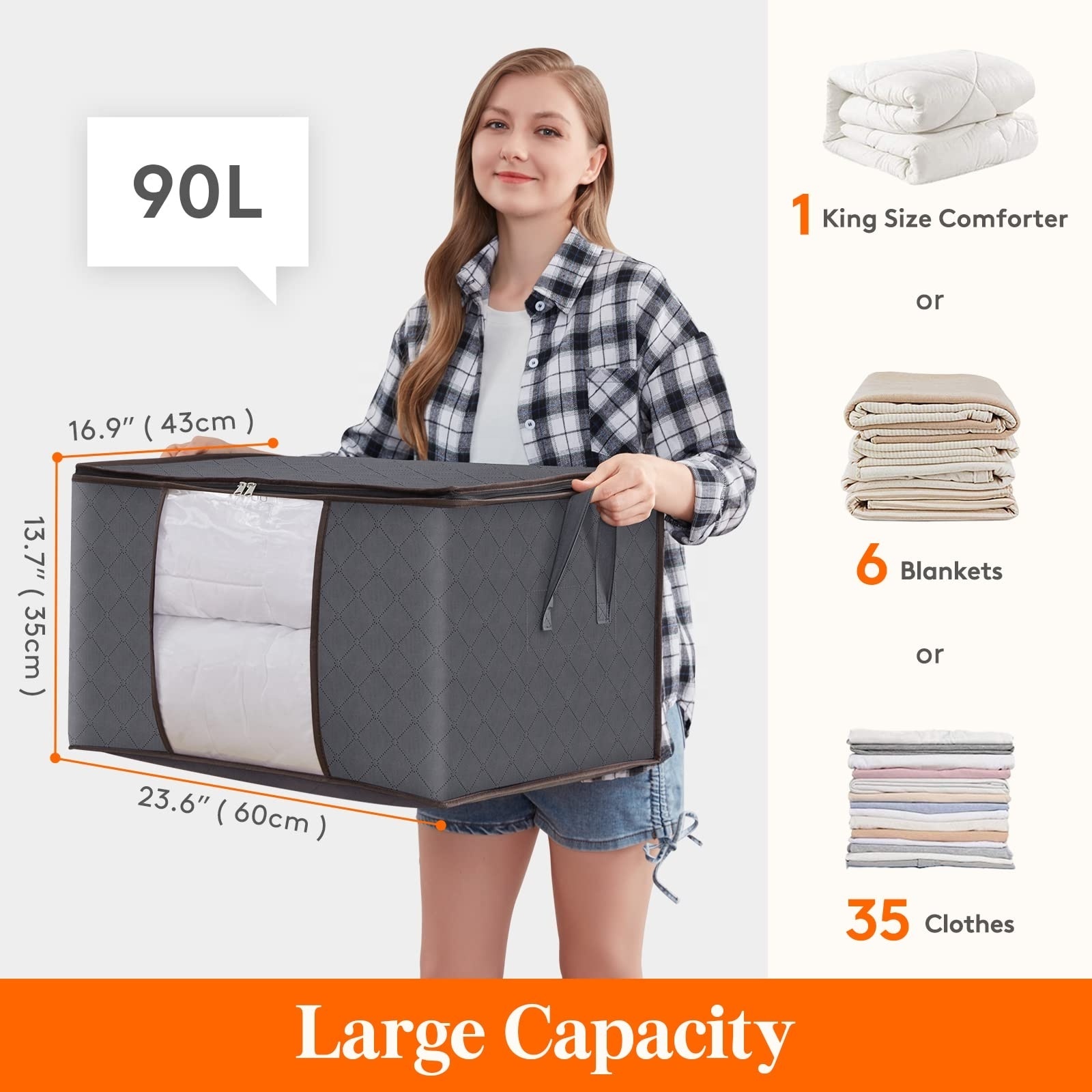 Hot Sale Wardrobe Collapsible Clothes Storage Bags Large Storage Box With Lid Foldable Underbed Storage Organizer