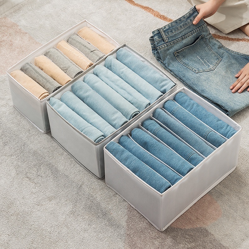 Multipurpose Washable 7 Grids Wardrobe Cabinet Clothes Jeans Panty Drawer Organizer with Grid Closet Foldable Storage Bin