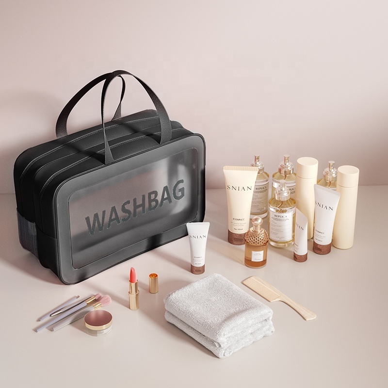 Wholesale Transparent Makeup Bag Makeup Organizer Bag Portable Pu Transparent Makeup Bag With Zipper