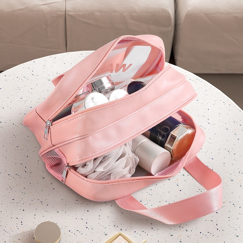 Wholesale Transparent Makeup Bag Makeup Organizer Bag Portable Pu Transparent Makeup Bag With Zipper