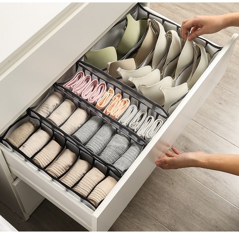 Best Seller Foldable Socks Bra Panty Underwear Organizer Storage Box Grids Closet Wardrobe Jeans Clothes Drawer Box For Bedroom