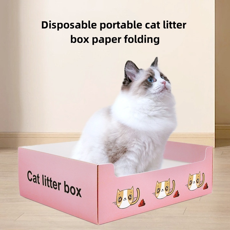 Portable Travel Cat Litter Box Waterproof Disposable Waste Disposal Eco-Friendly Paper Cat Litter Box