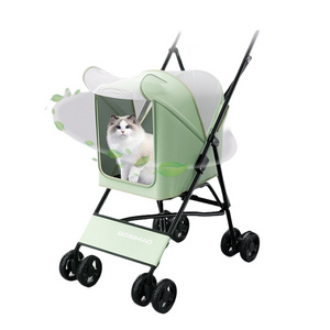 Lightweight Compact Foldable Pet Stroller Dog and Cat Carrier with Four Universal Wheels for Travel and Walking