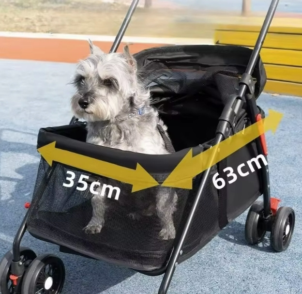 Pet Stroller Foldable Luxury High Quality Pet Cat Dog Carrier Travel Stroller Cart Trolley for Outdoor