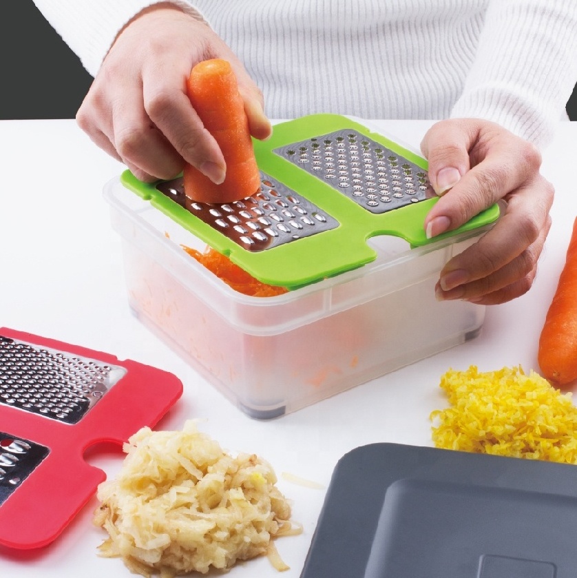 4 Piece Cheese Grater Set with and Storage box stainless steel  Hand Cheese Grater Adjustable Hard Cheese Slicer